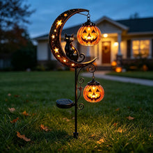 Load image into Gallery viewer, Halloween Solar Lights, Halloween Black Cat Pumpkin Moon Garden Stake Light