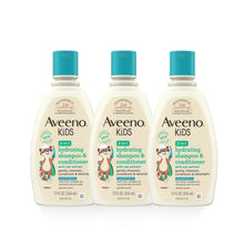 Load image into Gallery viewer, Aveeno Kids 2-in-1 Shampoo and Conditioner, Hydrating Shampoo and Conditioner for Soft, Smooth and Easily Manageable Hair, Oat Extract Formula, Gentle Scent, Hypoallergenic, 12 FL OZ (Pack of 3)