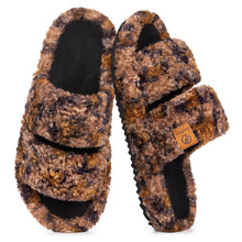 Load image into Gallery viewer, EverFoams Womens Fuzzy Slippers Breathable Open Toe Memory Foam Indoor Outdoor House Shoes Diva Spots, 7-8 US