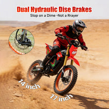 Load image into Gallery viewer, HAPPYRUN F18 Electric Dirt Bike Mid-Drive Motor 6000W Peak, Electric Motorcycle 60V 30Ah Removable Battery, 60-Mile Range, 46mph, Dual Hydraulic Brakes & Full Suspension Electric Motorcycle