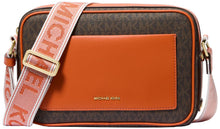 Load image into Gallery viewer, Michael Kors Maeve Large Pocket Crossbody Bag, Gold-Tone Hardware/Orange Punch