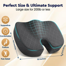 Load image into Gallery viewer, TushGuard Seat Cushion - Memory Foam Sitting Pillow for Office Chair, Car Seat, Airplane, Bleacher - Sciatica & Hip & Coccyx Pain Relief Desk Chair Cushion for Long Sitting Office Workers, Car Drivers