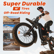 Load image into Gallery viewer, Flydone Electric Dirt Bike for Adults, ๐ฐ๐ฌ๐ฌ๐ฌ๐ช ๐ฃ๐ฒ๐ฎ๐ธ 27AH Electric Bike, ๐ฏ๐ฑ๐ ๐ฃ๐ 65+ Mile Range, 19" Fat Tire Off-Road Motorcycle, Hydraulic Disc Brakes,Dark Camel
