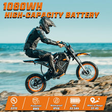 Load image into Gallery viewer, Windone RM7 Electric Dirt Bike for Teens & Adults, 48V 22.5Ah, 37MPH & 45-Mile Electric Motorcycle, 2200W Ebike, 14"/12" Off-Road Tire E-Bike, Dual Hydraulic Brakes, Full Suspension, Glossy Black