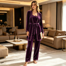 Load image into Gallery viewer, Womens Pajama Sets Winter Velour Sleepwear 3 Piece Kimono Pajama Sets