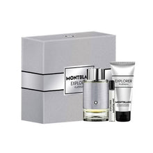 Load image into Gallery viewer, Mont Blanc Explorer Platinum Set 3.4oz EDP & .25oz EDP & 3.4oz SG