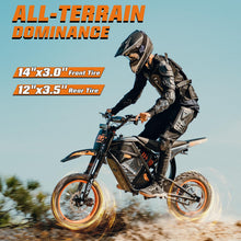 Load image into Gallery viewer, Windone RM7 Electric Dirt Bike for Teens & Adults, 48V 22.5Ah, 37MPH & 45-Mile Electric Motorcycle, 2200W Ebike, 14"/12" Off-Road Tire E-Bike, Dual Hydraulic Brakes, Full Suspension, Glossy Black