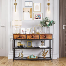 Load image into Gallery viewer, Furologee 5 Tier Bookshelf and Entryway Table Set, Adjustable Tall Bookcase with 2 Drawers, 38'' Console Sofa Table with 3 Fabric Drawers