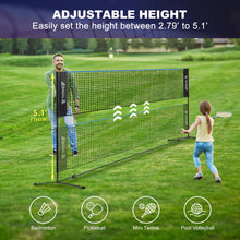 Load image into Gallery viewer, BAGAIL Badminton Net, Foldable Sports Net 10 FT/ 14 FT/ 17 FT Wide, Height Adjustable Net Set with Carry Bag for Tennis, Pickleball or Pool Volleyball - 10ft, Blue