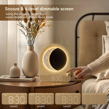 Load image into Gallery viewer, blonbar Sunrise Alarm Clocks for Bedrooms, Stepless Dimmable Moon Lamp Dual Alarm Clock Wake Up Light with 12Levels Volume for Heavy Sleepers, 10 Natural Sounds with Timer, Gifts for Women