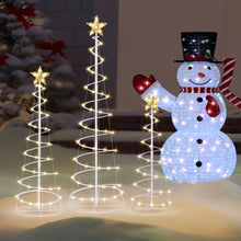 Load image into Gallery viewer, JOIEDOMI 3 Pack Spiral Christmas Tree Lights, 218 LED Outdoor Lighted Tree with Star Topper & Stakes, Christmas Decorations for Yard Porch Patio Garden Holiday Xmas Eve Night Décor, Warm White