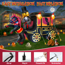 Load image into Gallery viewer, 10FT Long Halloween Inflatables Built-in LED Light Pumpkin-Headed Horse Carriage, Giant Halloween Decorations Outdoor Blow Up Yard Decorations Spooky Ghost Carriage Halloween Blowups for Lawn Party