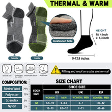 Load image into Gallery viewer, Welwoos Merino Wool Ankle Hiking Socks Thermal Warm Thick Winter Compression Support Running Cushion Athletic No Show Socks for Men Gifts Stocking Stuffers 6 Pairs(Deep Color Mixed,L)