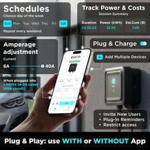 Load image into Gallery viewer, EVIQO Level 2 EV Charger, 40 Amp, J1772 for Non-Tesla EVs, 25ft Cable, WiFi (2.4GHz) Smart App, Weatherproof Indoor/Outdoor (IP66, NEMA 4), UL & ETL Certified, NEMA 14-50 Plug-in 240V