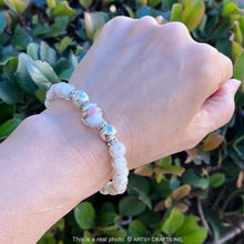 Load image into Gallery viewer, ARTSY Crafts Glow in the Dark Firefly Beads Bracelet for Women, Luminous Glass Beads Healing Crystal Glowing Beaded Bracelets, Mermaid Bracelet, Stretch Stackable Bangle Wristband (White)
