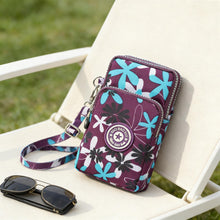 Load image into Gallery viewer, Crossbody Fanny Pack for Women Men, 3-Layer Storage Fabric Phone Bag with Adjustable Strap, Lightweight Casual Wallet for Shopping Travel Daily Use, Navy Blue Floral