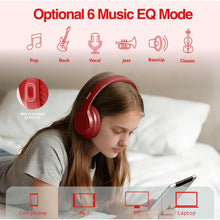 Load image into Gallery viewer, MIDOLA Bluetooth Headphones Over Ear 68H Playtime 6 EQ Wireless Headset with Microphone HiFi Stereo Foldable Lightweight Deep Bass for Travel Home Office Cellphone Red