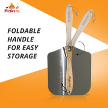 Load image into Gallery viewer, THE PERFECT PIE Premium Pizza Peel 12" x 14" Aluminum Pizza Paddle with Foldable Handle for Storage and 14” Rocker Cutter with Protective Cover. Gourmet Spatula and Cutter Set for Homemade Pizza.