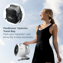 Load image into Gallery viewer, Shark FlexBreeze HydroGo Fan & Travel Bag — Ultra-powerful portable fan with indoor + outdoor evaporative mist. Corded & cordless, White, FA053BRN