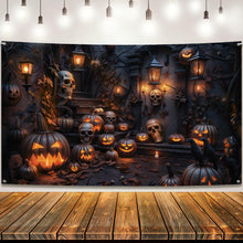 Load image into Gallery viewer, KatchOn, XtraLarge Spooky Halloween Backdrop - 72x44 Inch | Halloween Banner for Pumpkin Halloween Decorations | Halloween Photo Backdrop | Halloween Pumpkin Banner for Halloween Party Decorations