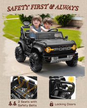 Load image into Gallery viewer, First Ride On 24V Ride on Toys for Big Kids, Licensed Ford Bronco Raptor Electric Car 2 Seater with Remote Control, Kids Ride on Cars w/ 2-Seater, 4.3 Mph Max Speed, Soft Start Function (24V, Black)