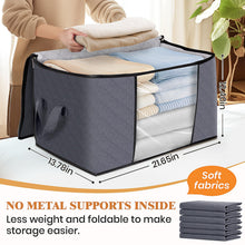 Load image into Gallery viewer, Fab totes 6 Pack Clothes Storage, Foldable Thick Fabric Blanket Storage Bags, Containers for Organizing Bedroom, Closet, Clothing, Comforter,Closet Organization with Handle,Grey