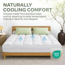 Load image into Gallery viewer, Extra-Thick 2 Inch Queen Size Mattress Topper - Ultra Plush & Soft Viscose Derived from Bamboo Mattress Pad, Naturally Cooling & Perfect for Full Body Support, Snow White