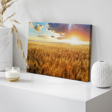 Load image into Gallery viewer, Canvas Prints Wall Art - Beautiful Scenery/Landscape Sunset Over Wheat Field | Modern Home Deoration/Wall Art Giclee Printing Wrapped Canvas Art Ready to Hang - 12" x 18"