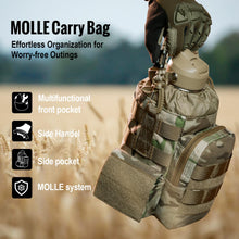 Load image into Gallery viewer, OneTigris Tactical Half Gallon Water Bottle with Straw - 64 oz Vacuum Insulated Stainless Steel Water Jug, Leakproof Sport Bottle with 3 BPA Free Lids, Paracord Handle & MOLLE Water Pouch for Outdoor