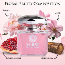 Load image into Gallery viewer, Verse Pink Crystal Eau De Parfum for Woman - Top Notes of Pomegranate, Yuzu & Iced Accord - Base Notes of Peony, Lotus, Magnolia, Amber, Musk & Mahogany - Floral & Fruity Scent - Elegant 100ml Bottle