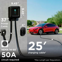 Load image into Gallery viewer, EVIQO Level 2 EV Charger, 40 Amp, J1772 for Non-Tesla EVs, 25ft Cable, WiFi (2.4GHz) Smart App, Weatherproof Indoor/Outdoor (IP66, NEMA 4), UL & ETL Certified, NEMA 14-50 Plug-in 240V