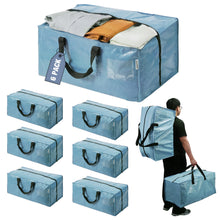 Load image into Gallery viewer, WORKPRO 6 Pack Extra Large Moving Bags with Zippers & Carrying Handles Backpack Straps, Heavy-Duty Storage Tote for Space Saving & Storage, Alternative to Moving Box (Dusty Blue)