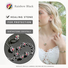 Load image into Gallery viewer, Leafael Infinity Love Heart Crystal Stud Earrings for Women, Silver Tone Fashion Statement Jewelry, Birthday Gifts for Mom Wife Her, Healing Stone for Protection, Rainbow Tourmaline Black
