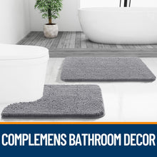 Load image into Gallery viewer, OLANLY Bathroom Rugs 30x20, Extra Soft Absorbent Chenille Bath Rugs, Rubber Backing Quick Dry, Machine Washable Bath Mats for Bathroom Floor, Tub and Shower, Home Decor Accessories, Grey