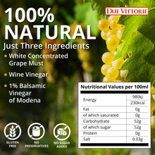 Load image into Gallery viewer, Due Vittorie Dolceto White Balsamic Vinegar Dressing - Made with Traditional Balsamic Vinegar and White Vinegar - White Balsamic Vinaigrette Dressing 8.45fl oz / 250ml (Pack of 1)