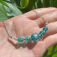 Load image into Gallery viewer, ARTSY CRAFTS INC Glow in The Dark Firefly Beads Bracelets Necklaces, Murano Glass Beads Crystal Birthstone Beaded Jewelry Adjustable Link Chain Neckalce (Necklace-Teal)