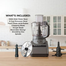 Load image into Gallery viewer, Ninja Food Processor, Professional Plus, 1000 Peak Watts, 4 Functions for Chopping, Slicing, Purees & Dough with 9-Cup Processor Bowl, 3 Blades, Food Chute & Pusher, Silver, BN601