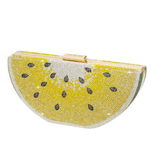 Load image into Gallery viewer, Evevictor Clutch Purse for Women, Crystal Evening Bag, Watermelon Shape Handbag, Rhinestone Money Hand Bag for Prom, Party, Date (Yellow)