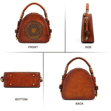 Load image into Gallery viewer, Zhuoliang Genuine Leather Pocketbooks for Women, Retro Organizer Top Handle Satchel Totem Leather Handbag Ladies