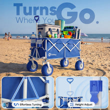 Load image into Gallery viewer, Sekey Heavy Duty Beach Wagon with 9" Big Sand-Proof Wheels – 600lb Capacity, 200L Oversized Foldable Cart | Adjustable Handle & All-Terrain Tires for Sand, Camping, Groceries