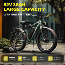 Load image into Gallery viewer, Electric Bike for Adult, 36Ah 52V Dual Motor Ebikes, 51MPH Peak 6000W Electric Bike Fastest Ebike, 130 Miles Electric Bicycle, 26โ Fat Tire Mens E Bike, Hydraulic Brake, 7 Speed, Front Suspension