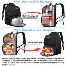 Load image into Gallery viewer, HILUSEN Extra Large Backpack for Men 50L, Insulated Cooler Lunch Box Backpack, Water Resistant 17inch Travel Laptop Work Bookbag with USB Charging Port,Black