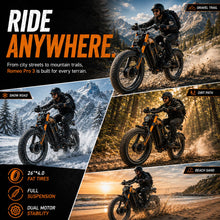 Load image into Gallery viewer, 2026 eAhora Romeo Pro 3 Electric Bike for Adult, Peak 5600W Dual Motor, 50mph, 60V 80Ah Battery, 250 Miles Long Range, 26”*4.0 Fat Tire, Air Suspension, App, Commute, Delivery, All-terrian