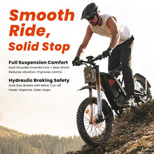 Load image into Gallery viewer, Flydone Electric Dirt Bike for Adults, ๐ฐ๐ฌ๐ฌ๐ฌ๐ช ๐ฃ๐ฒ๐ฎ๐ธ 27AH Electric Bike, ๐ฏ๐ฑ๐ ๐ฃ๐ 65+ Mile Range, 19" Fat Tire Off-Road Motorcycle, Hydraulic Disc Brakes,Dark Camel