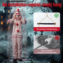 Load image into Gallery viewer, MACLLYN Halloween Decorations Outdoor,Scary Hanging Swinging Clown Props Sound & Lighted Eyes,Halloween Outside Ghosts for Haunted House Yard Porch, Party Decor