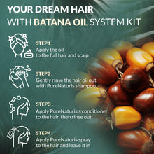 Load image into Gallery viewer, 100% Natural Raw Organic Batana Oil Sulfate-Free Complete Hair Growth , Anti-Hair Loss & Repair System Kit – Shampoo, Conditioner, Hair Mask, & Leave-In Spray | Thickness & Prevents Loss for Men Women