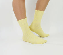 Load image into Gallery viewer, SRYL Womens Super Soft Combed Cotton Socks 3-Pairs,(Multicolor may choose) C317 (3 pairs-Light yellow)