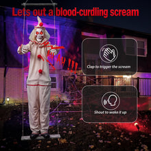 Load image into Gallery viewer, MACLLYN Halloween Decorations Outdoor,Scary Hanging Swinging Clown Props Sound & Lighted Eyes,Halloween Outside Ghosts for Haunted House Yard Porch, Party Decor