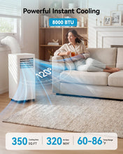 Load image into Gallery viewer, Feelfunn 8000 BTU Portable Air Conditioner, 3-in-1 Cools 350 Sq.Ft, Quiet AC with Fan & Dehumidifier, LED Display, Remote, 24H Timer, Window Kit, for Bedroom/Office/Dorms