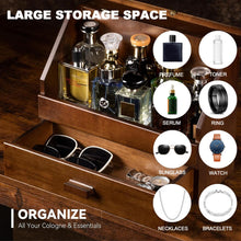 Load image into Gallery viewer, Miratino Cologne Organizer for Men, Dustproof Cologne Stand with Drawer, Wood Perfume Stand Organizer for Dresser, Large Capacity Cologne Holder Display, Great Gift for Men